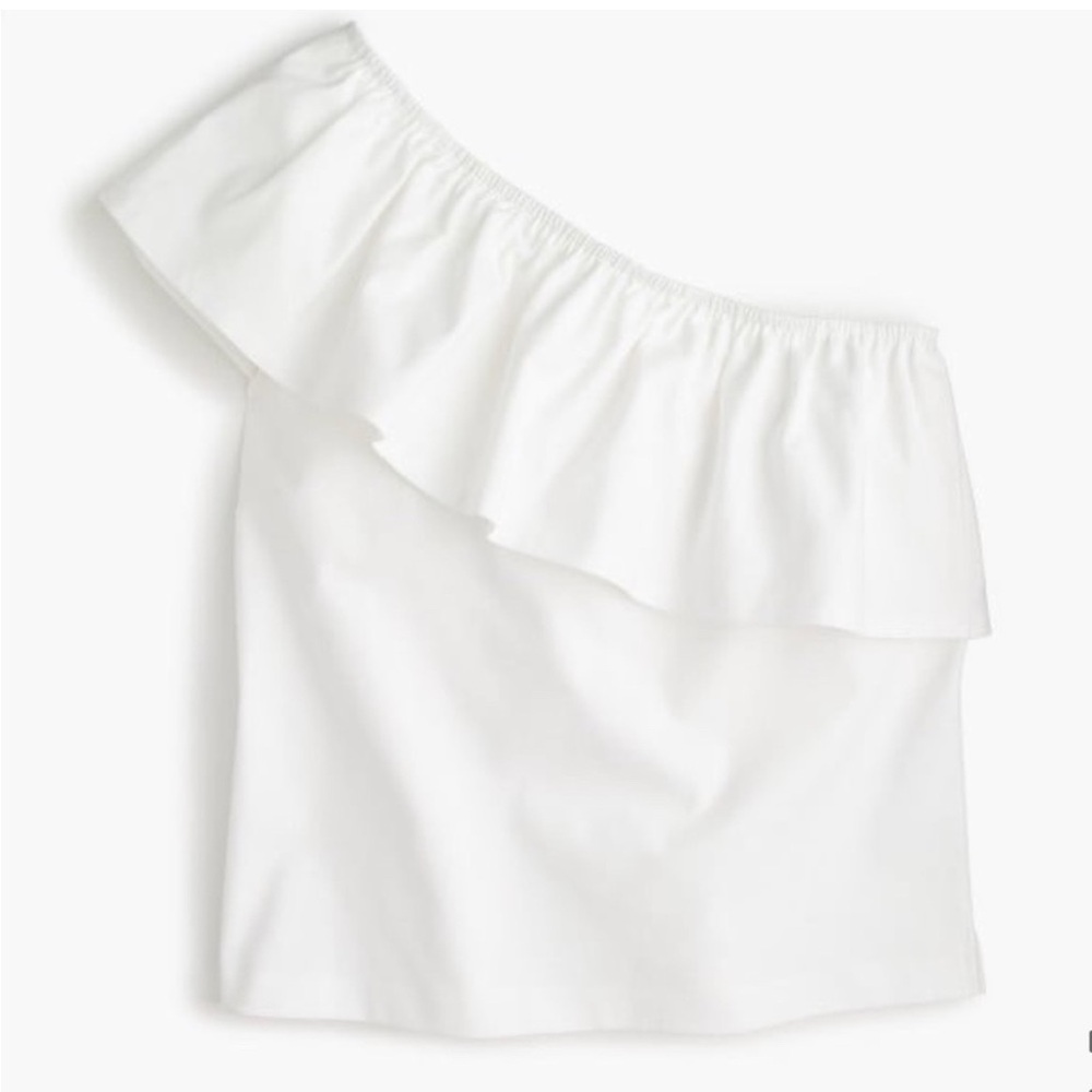 J. Crew One-shoulder Ruffle Top White XXS G7065 Sultry Chic Summer Breathable